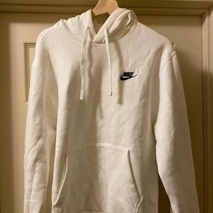 Nike Men’s Club Fleece Hoodie Sweatshirt, white, size M